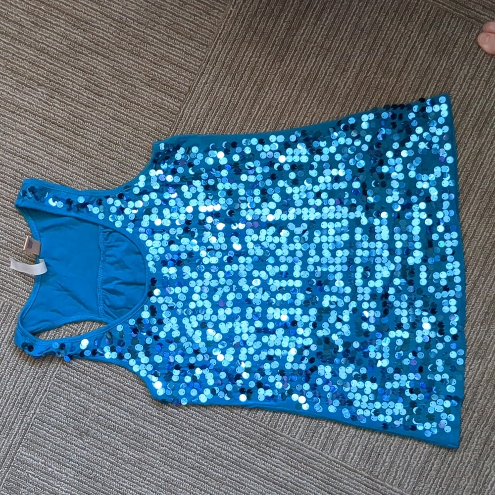 Eyeshadow. Blue Sequin Tanktop Size Small
